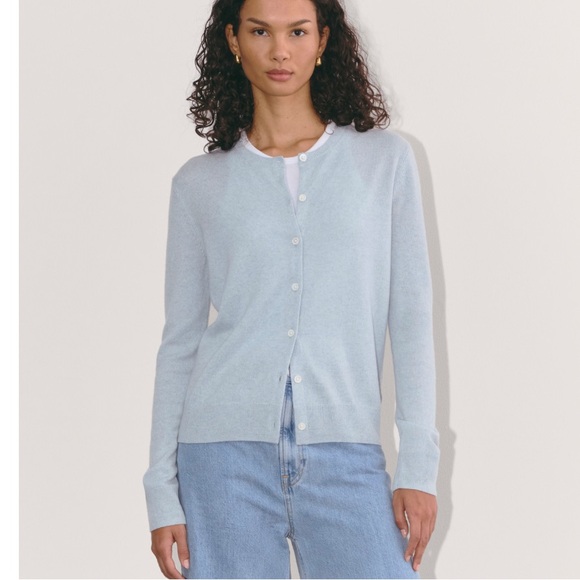 Everlane NWT The Classic Cardigan in Cashmere Sky Blue Size XXL - Picture 1 of 11